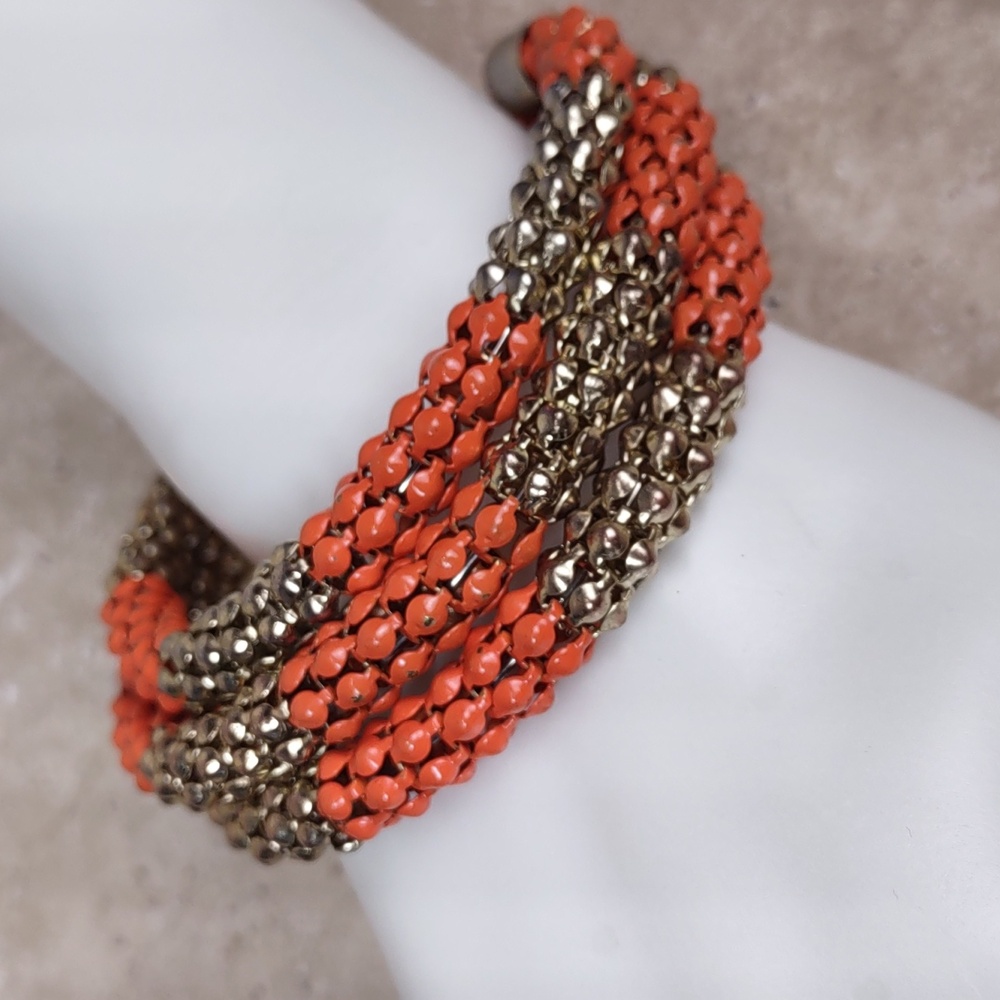 Two-tone Mesh Metal Coil Bracelet